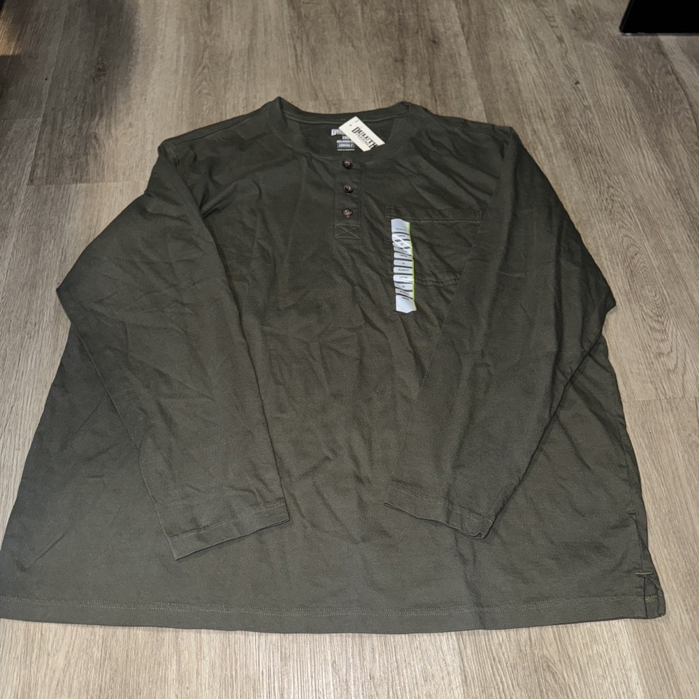 NEW Duluth Trading Men Longtail T Relaxed Fit SS  2XL Henley Pocket Green 56014